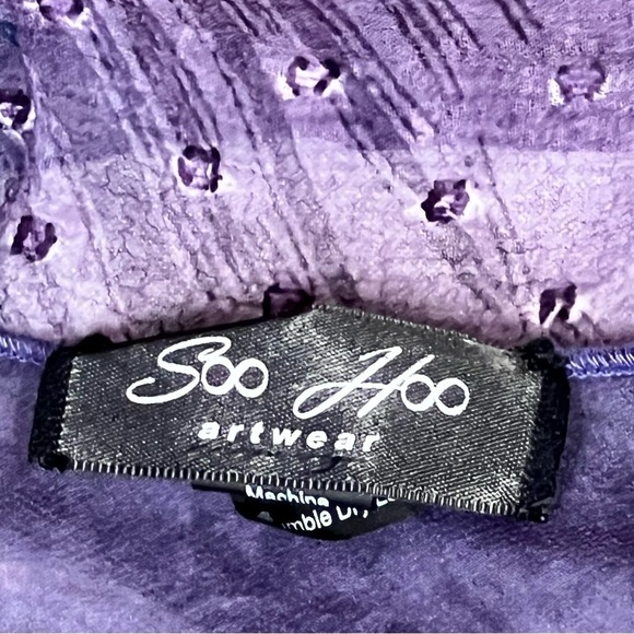 SOO HOO ARTWEAR Purple Blue Sheer Open Front Kimono Sarong Wrap Sz L/XL - Picture 15 of 16